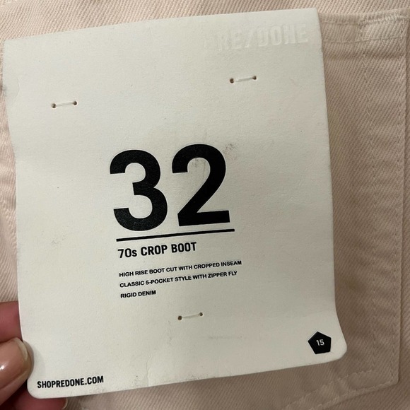 Re/done 70s Crop Boot $250 High Rise Jeans Vintage White Size 32 NWT - Picture 7 of 10